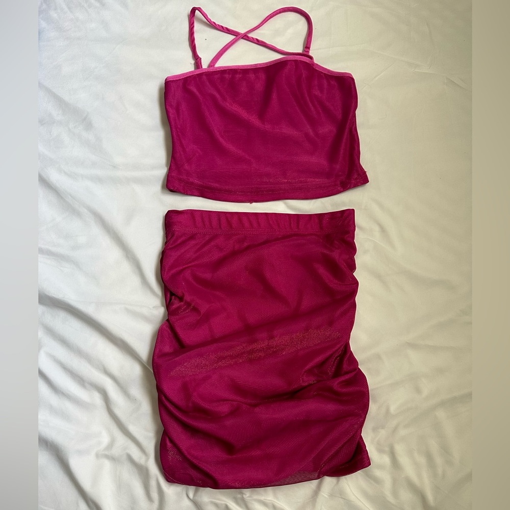SHEIN Party outfit, Shimmery Hot Pink XS